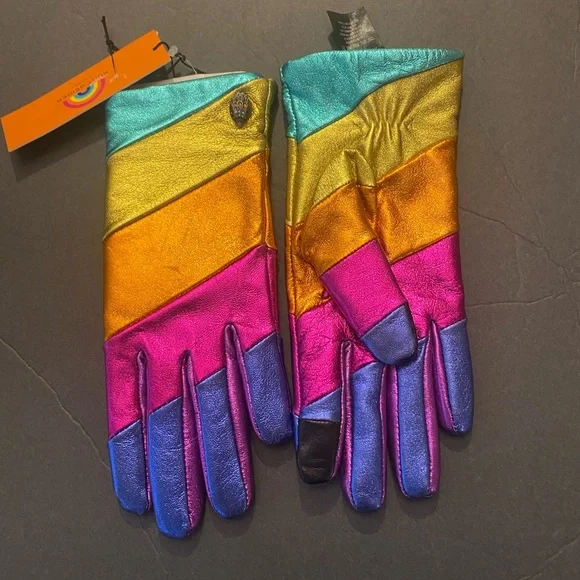 KURT GEIGER LONDON Rainbow Leather Gloves - Picture 4 of 10